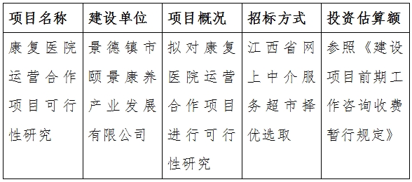 康復(fù)醫(yī)院運(yùn)營合作項目可行性研究計劃公告